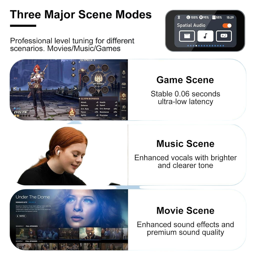 Wireless Earbuds Bluetooth 5.4 - Noise Cancelling Earbuds with Touch Control & Mic - 40H Playtime