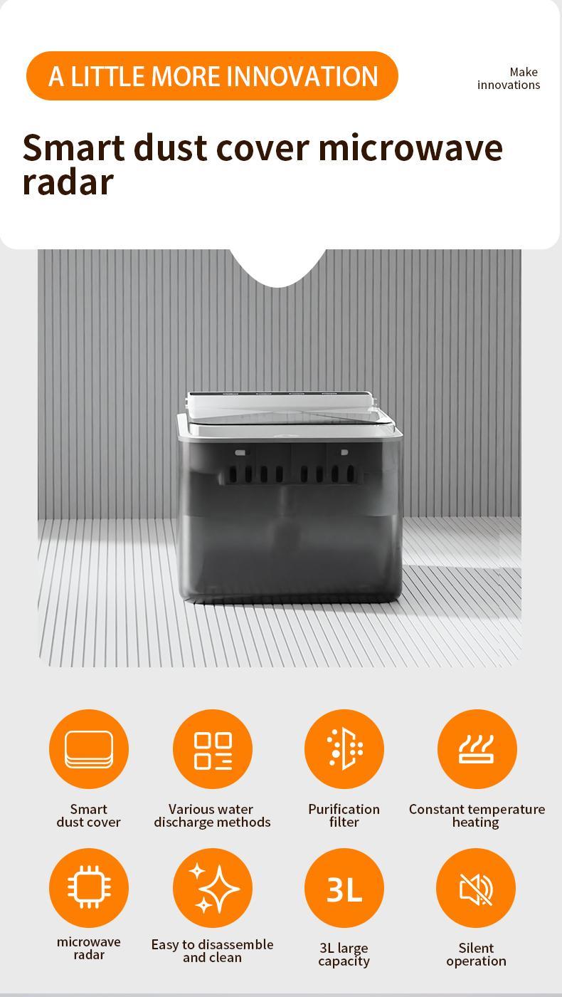 Cat Water Fountain Wireless - 304 Stainless Steel Automatic Pet Water Dispenser with Motion Sensor & Rechargeable Battery