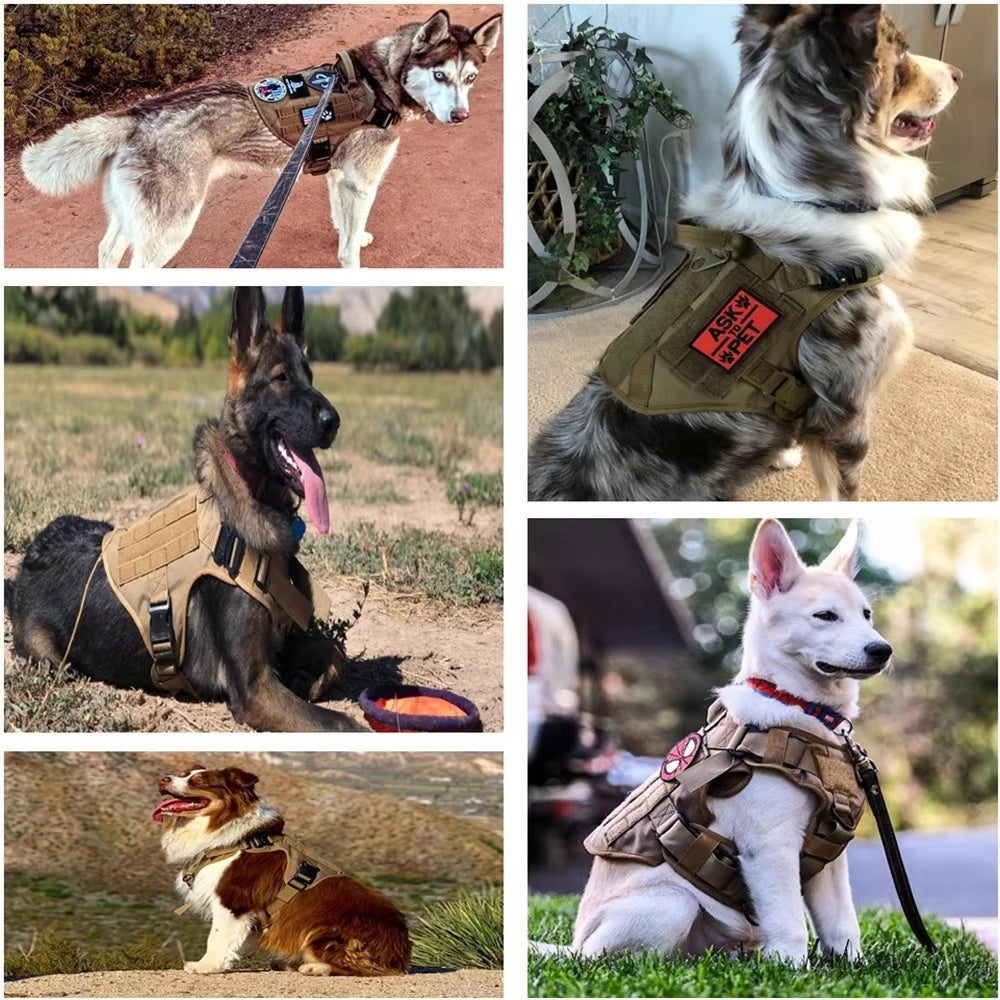 Tactical Dog Harness with Handle - Heavy Duty 1000D Nylon Working Dog Vest - No Pull