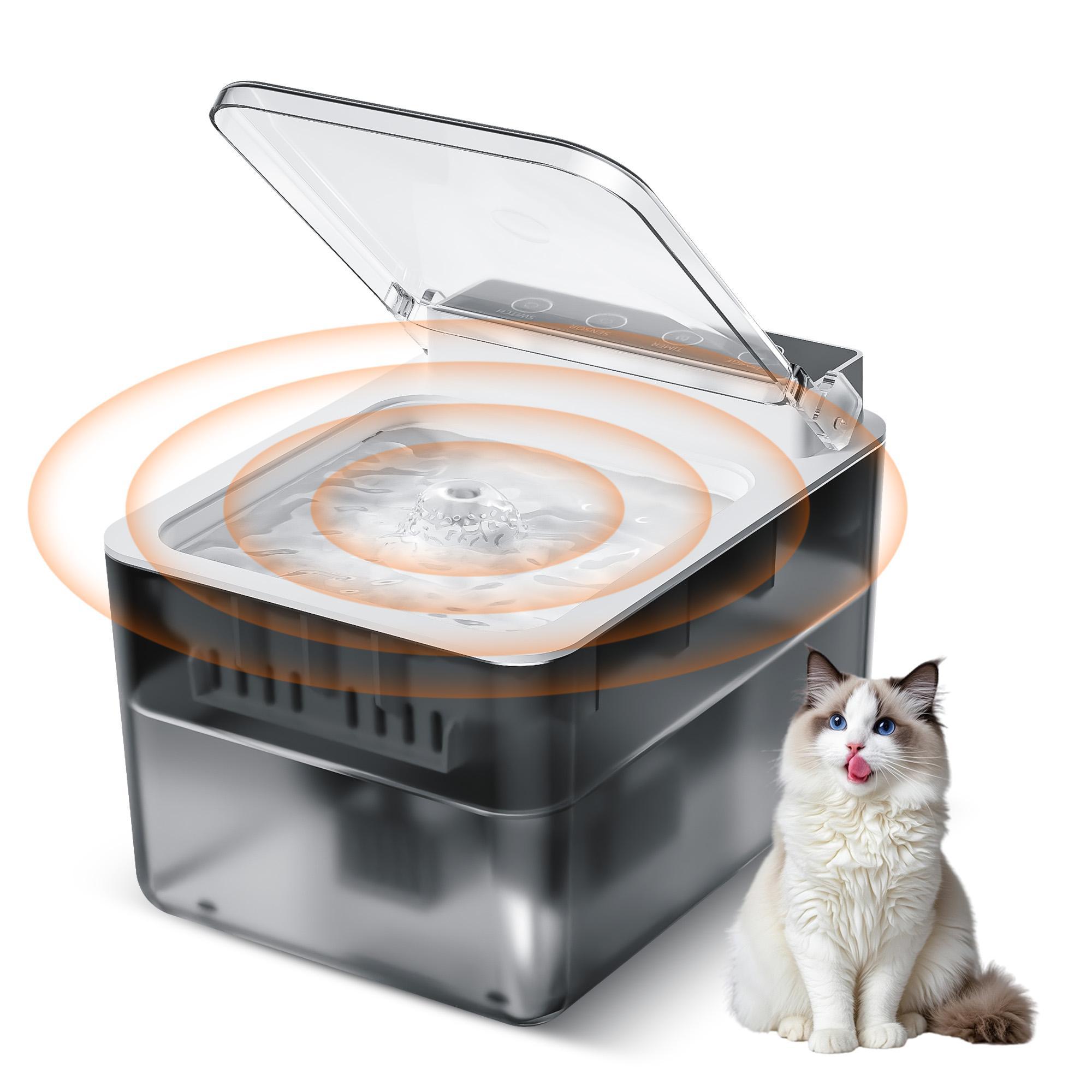 Cat Water Fountain Wireless - 304 Stainless Steel Automatic Pet Water Dispenser with Motion Sensor & Rechargeable Battery