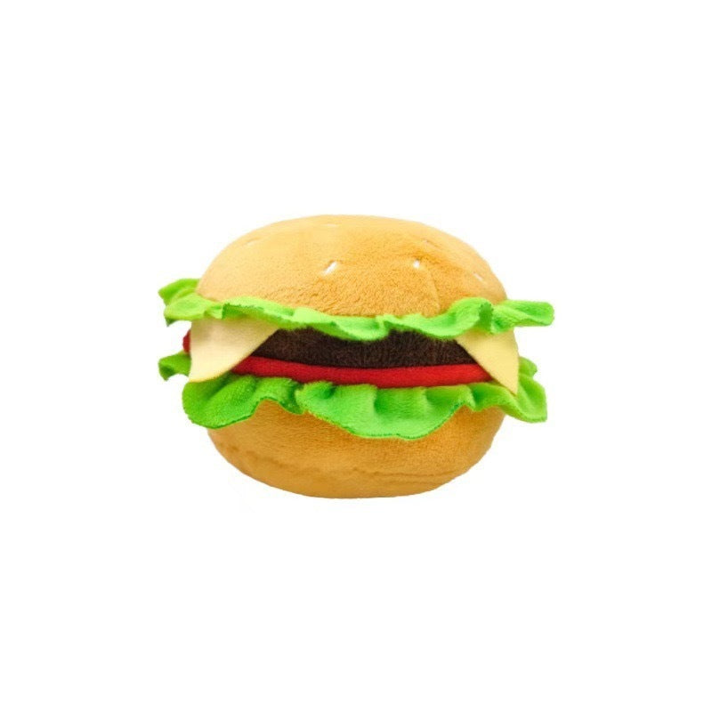 Fast Food Dog Toy Set - 4 Piece Squeaky Plush Toys with Bucket, Fries, Burger & Soda