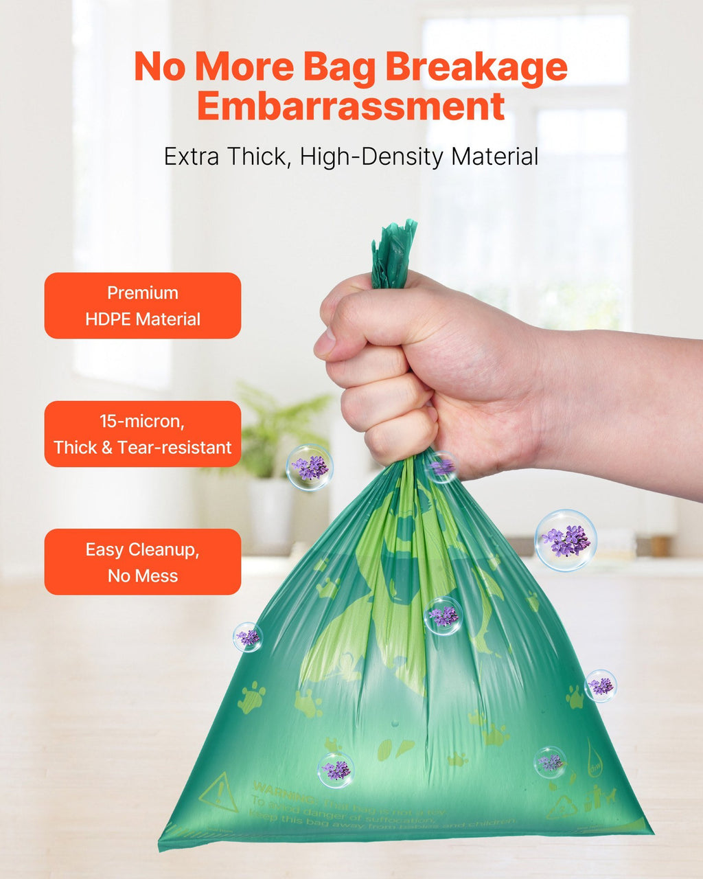 Dog Poop Bags - 270 Count Biodegradable Waste Bags with Lavender Scent & Easy-Tie Handles