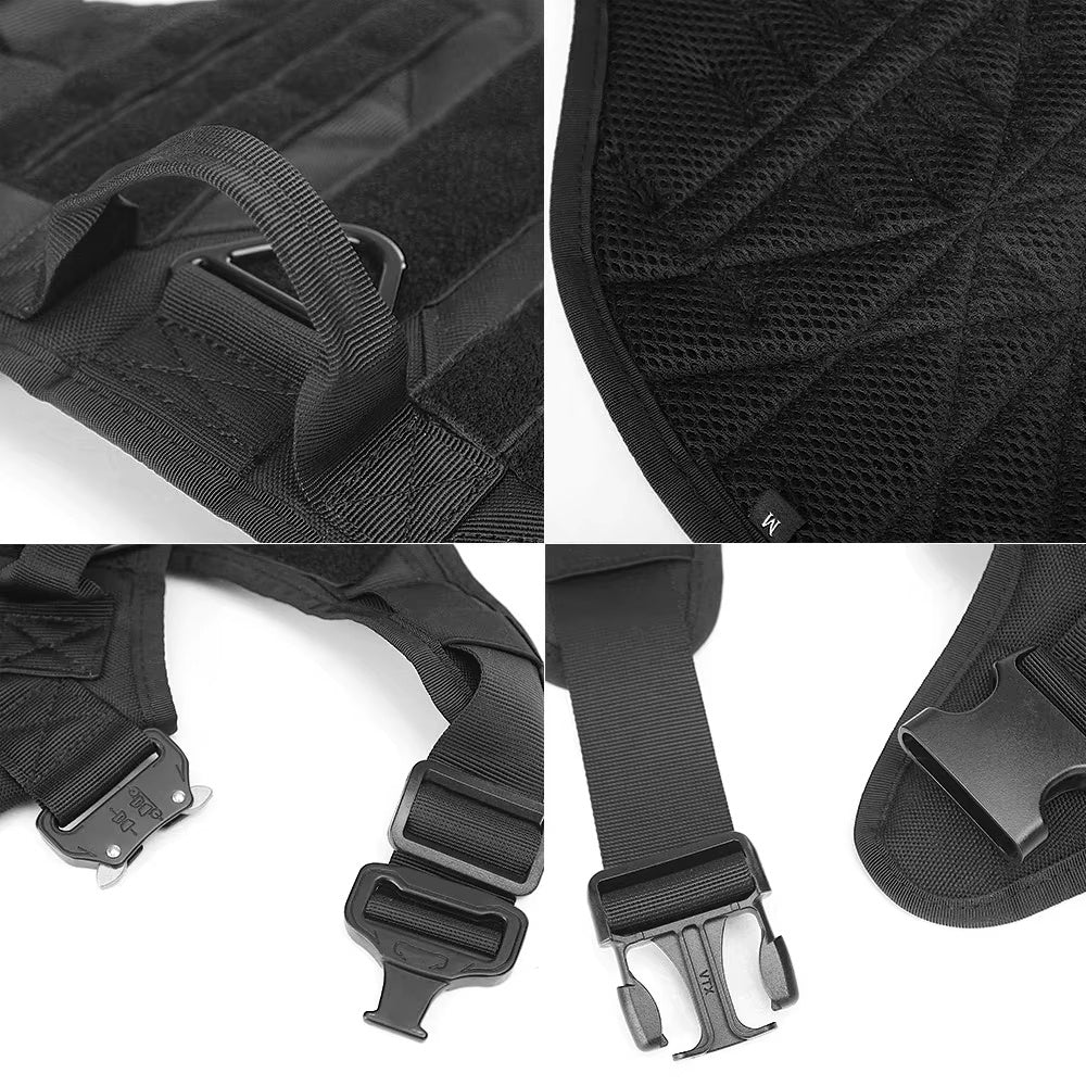 Tactical Dog Harness with Handle - Heavy Duty 1000D Nylon Working Dog Vest - No Pull