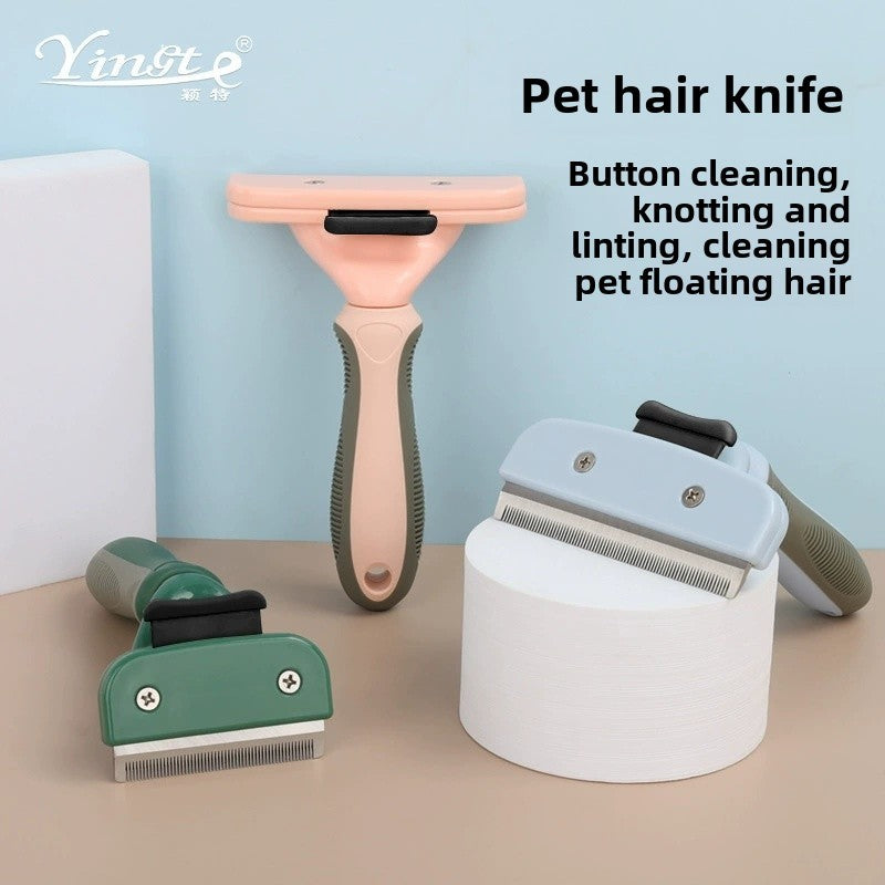 Pet Deshedding Tool - Self-Cleaning Grooming Brush for Dogs & Cats - Reduces Shedding 95%