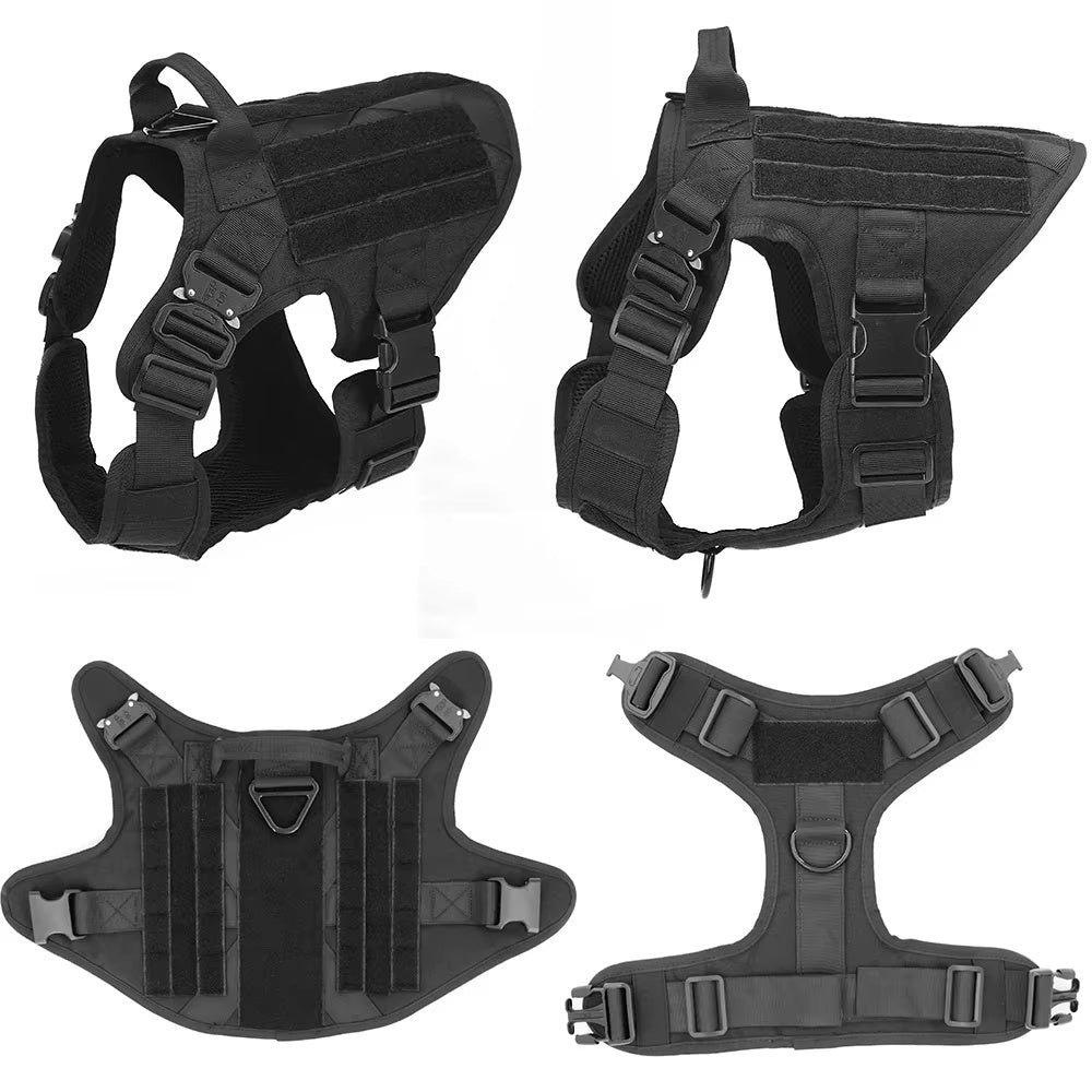 Tactical Dog Harness with Handle - Heavy Duty 1000D Nylon Working Dog Vest - No Pull
