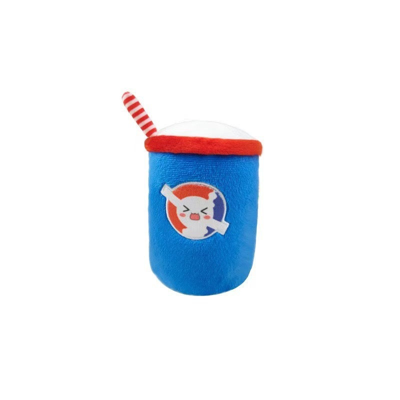 Fast Food Dog Toy Set - 4 Piece Squeaky Plush Toys with Bucket, Fries, Burger & Soda