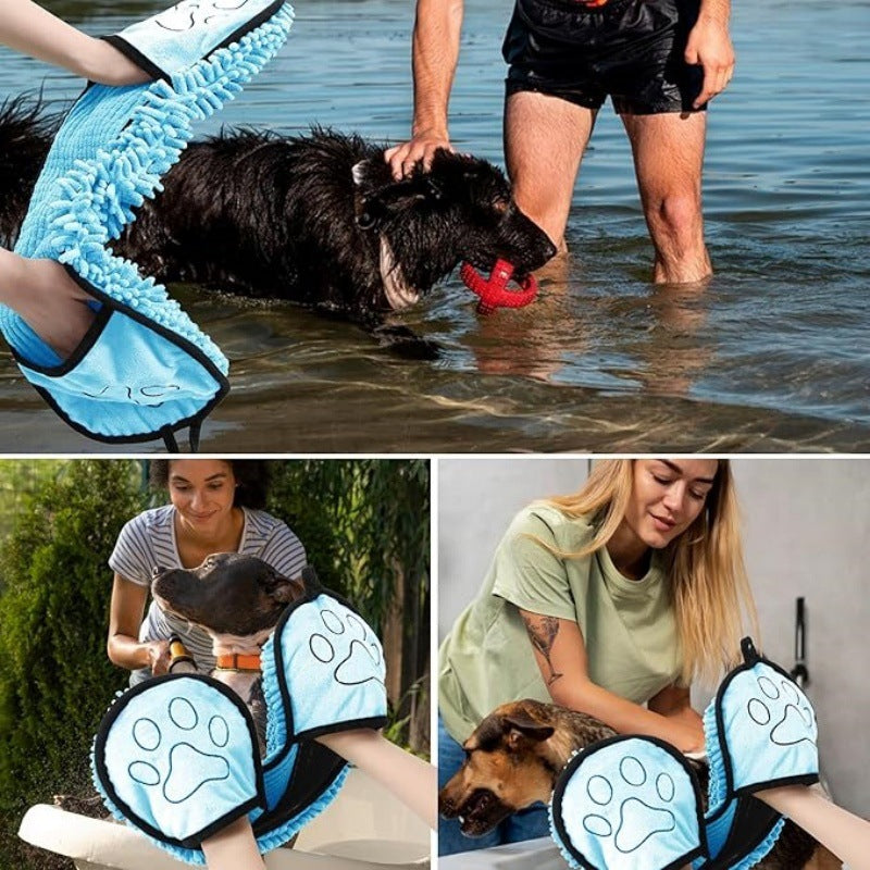 Ultra Absorbent Microfiber Pet Bath Towel - Quick Dry Dog & Cat Shammy - 21x9 Inch