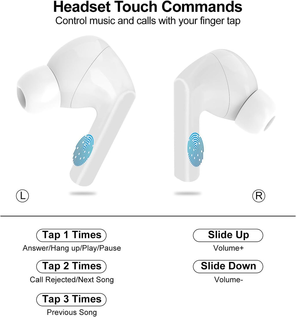 Wireless Earbuds Bluetooth 5.4 - Noise Cancelling Earbuds with Touch Control & Mic - 40H Playtime