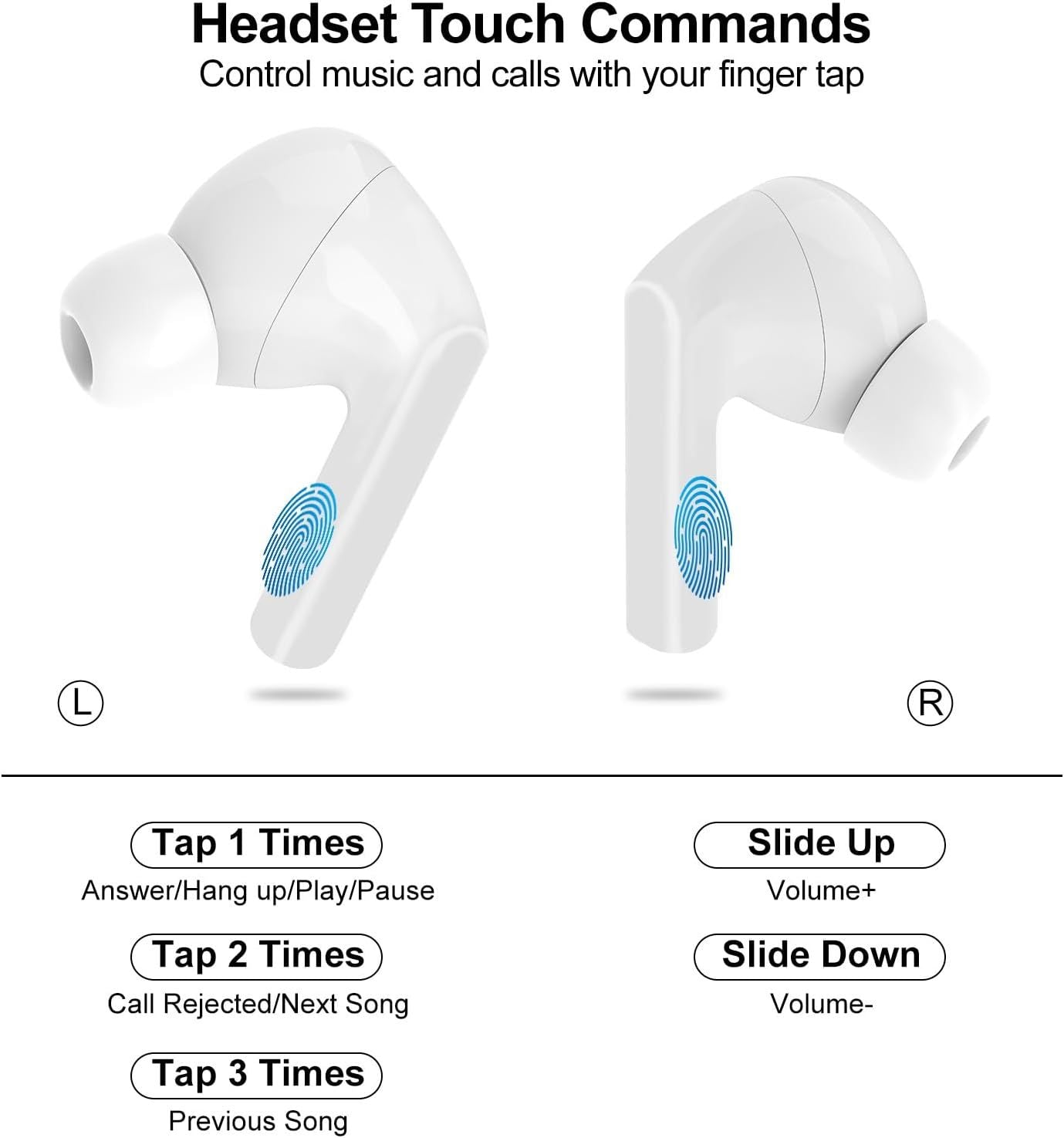 Wireless Earbuds Bluetooth 5.4 - Noise Cancelling Earbuds with Touch Control & Mic - 40H Playtime